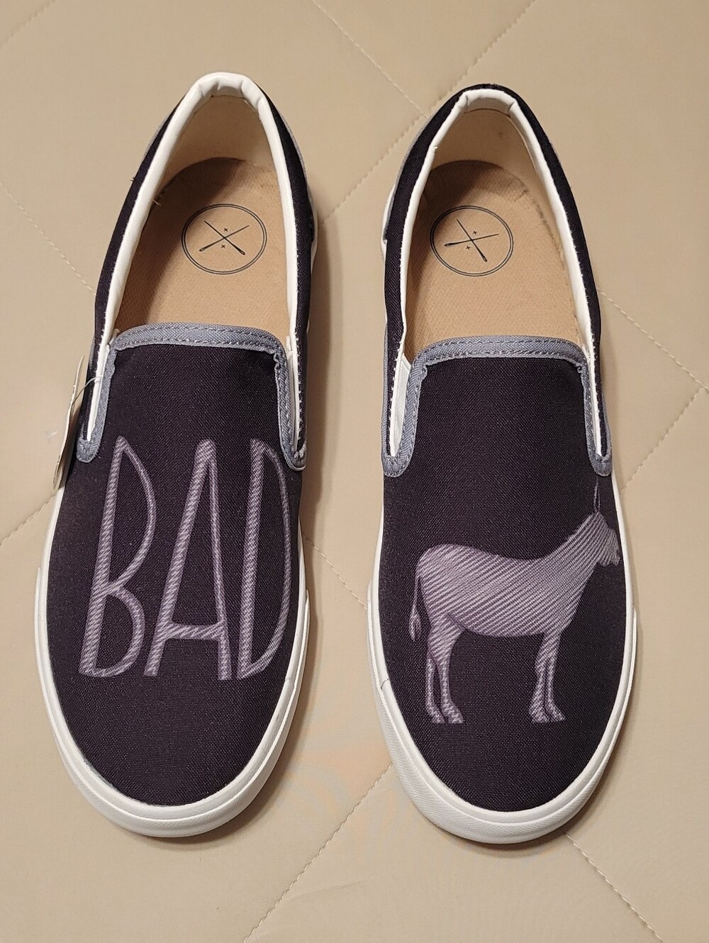 Inkkas BADass Black Canvas Slip On Sneakers | Unisex Women's 9.5/ Men's 7.5